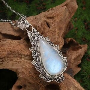 Boho Gypsy Sisters Silver Moonstone Necklace